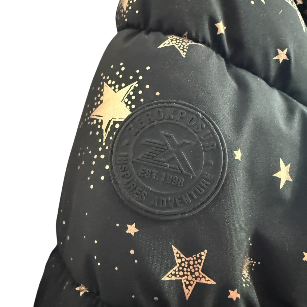 Girls ZeroXposur Heavyweight Winter Puffer Coat Starry Night Sz 14/16 Black Gold - Picture 8 of 12